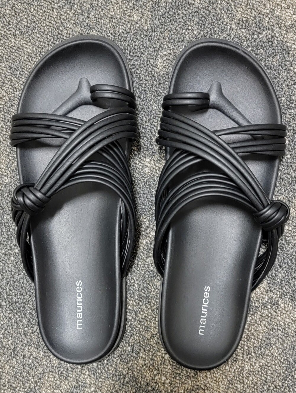 Maurices Adele Black Multi-Strap Slide Sandals